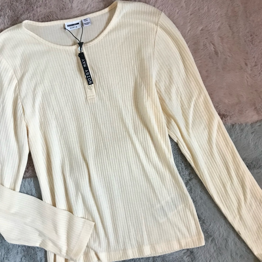 Noisy may beige cream soft long sleeve top
